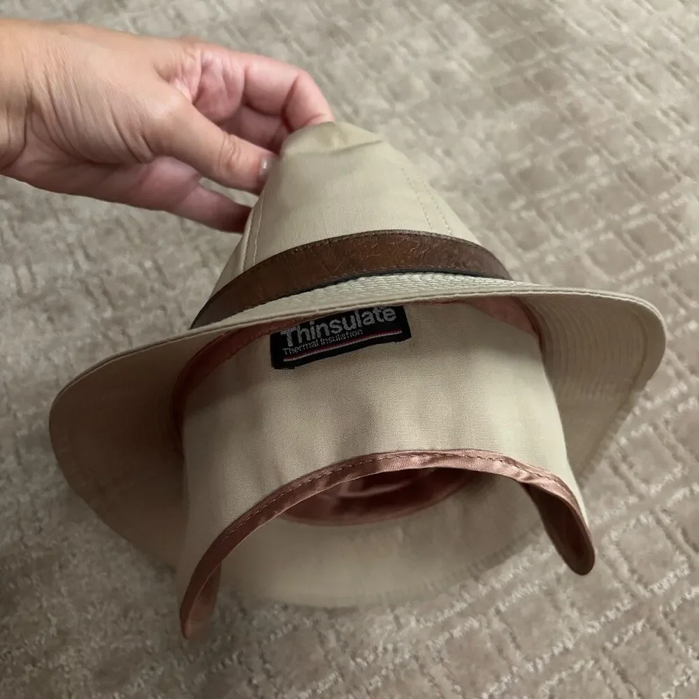 Stetson Vintage Safari Rain Hat Mens S Tan Thinsulate Thermal Insulation Fedora